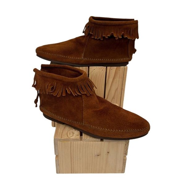 Fringe Ankle Suede Moccassin Vintage Made in USA Size 10 - Picture 8 of 8